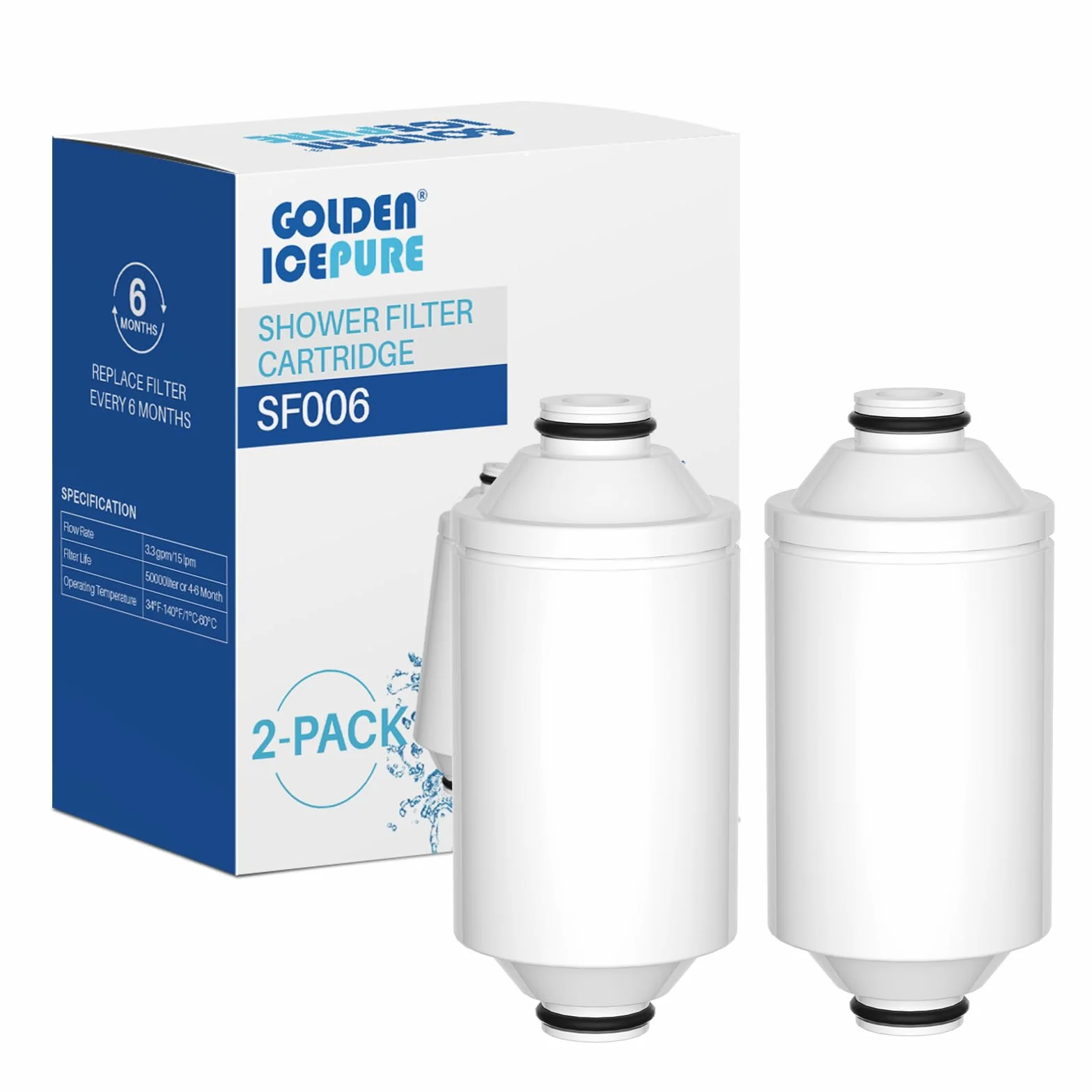 Golden ICEPURE Element filtrujący prysznic wodny - podgrzewacz prysznicowy online, kompatybilny z filtrem prysznicowym Philips AWP175: AWP1775WH/AWP1775CH, 2 sztuki