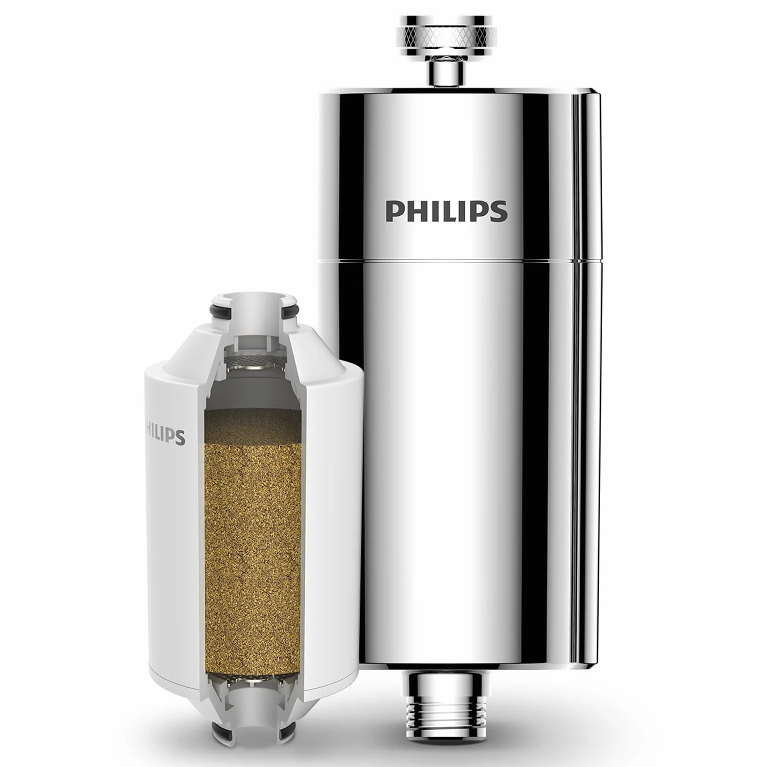 Philips Filtr prysznicowy, 3-stopniowy zmiękczacz wody, podwójna siatka, materiał KDF, redukcja chloru/zanieczyszczeń/rdzy (zestaw filtrów prysznicowych)