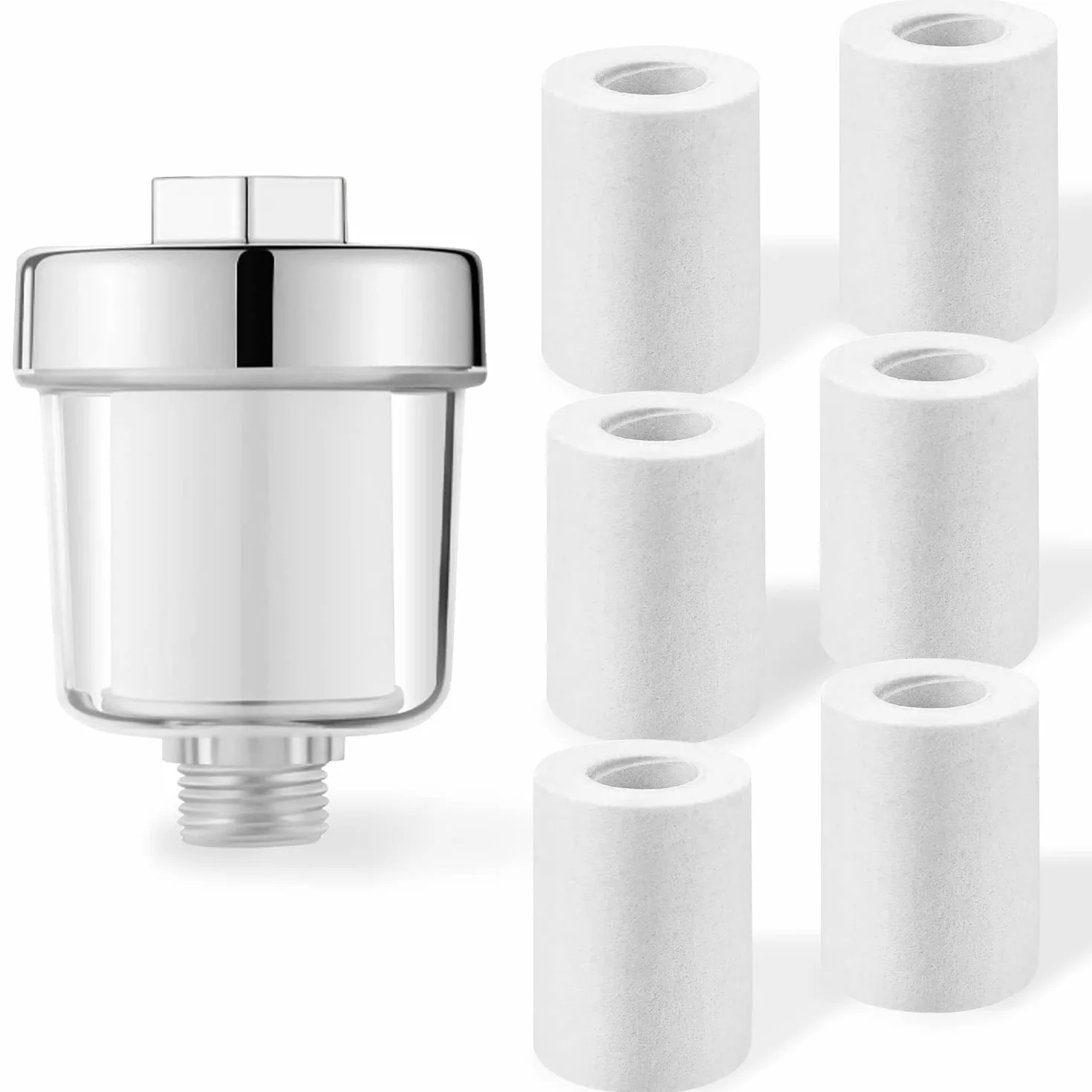 DBALL Filtr Prysznic Antyczny Filtr Wody Prysznic z 6 wymiennymi elementami filtrującymi, które skutecznie filtrują zanieczyszczenia wody, do kranów lub pryszniców, pralki