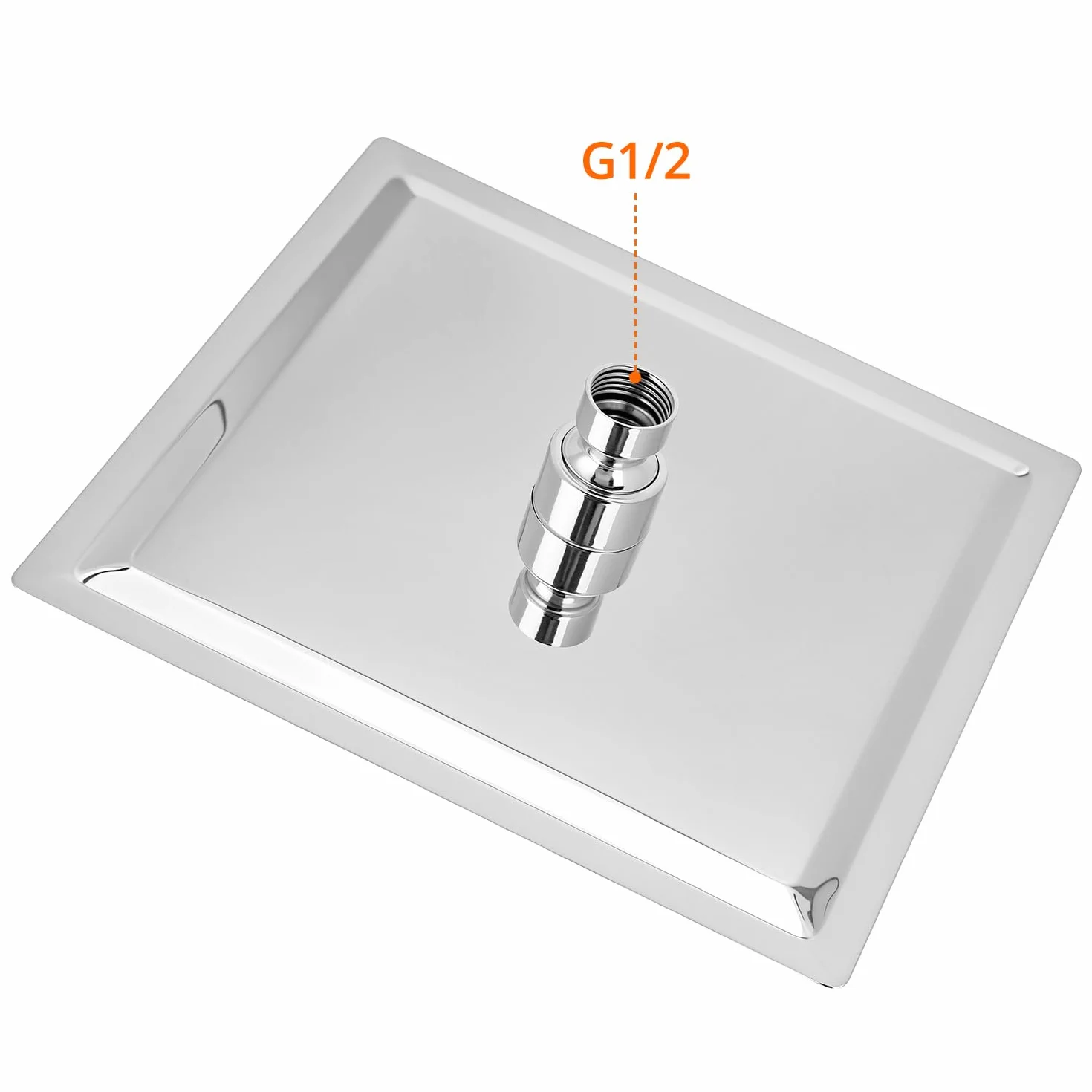 QWORK Głowica prysznicowa 20 cm, ultracienka, kwadratowa głowica prysznicowa z regulacją kąta, stal nierdzewna z chromowanym wykończeniem, standardowe dopasowanie, łatwa wymiana