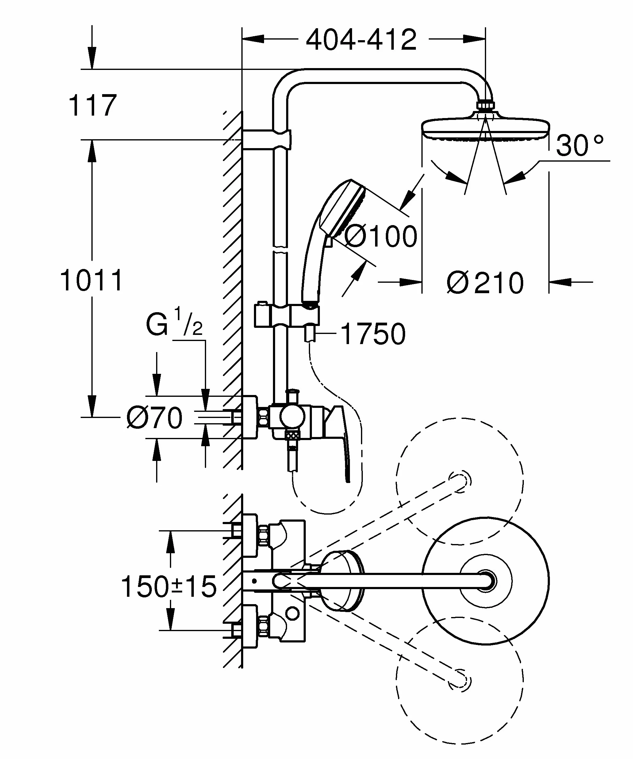 Grohe Tempesta Cosmopolitan System 210 system prysznicowy z bateri? jednouchwytow?, monta? ?cienny - 26224001