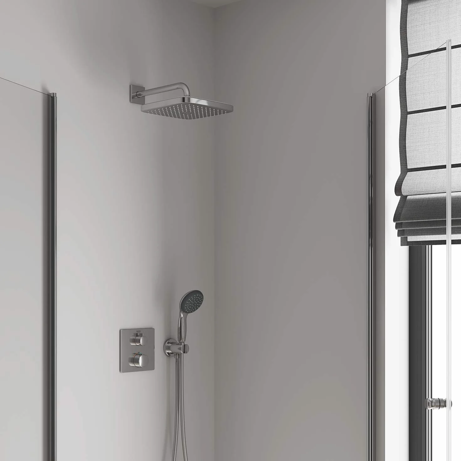 GROHE Vitalio Comfort 250 - głowica prysznicowa 1 rodzaj strumienia (9,5 l/min uchwyt stały przepływ, system odkamieniający, przegub kulowy z kątem obrotowym, chromowana powierzchnia), chrom, 26695000