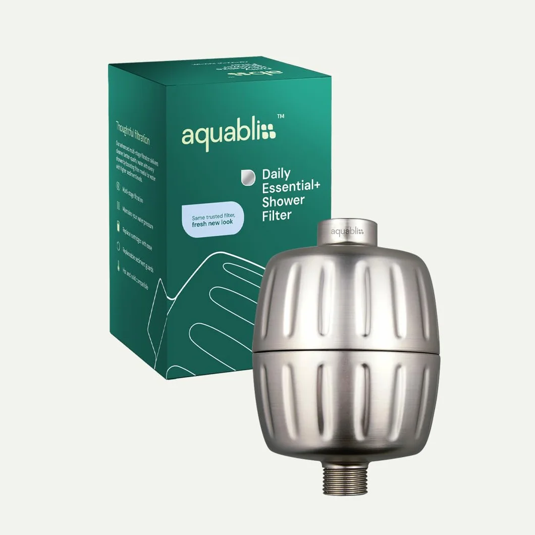 AquaBliss HEAVY DUTY Filtr prysznicowy – zaawansowana 30-krotna filtracja, uniwersalny wielostopniowy filtr prysznicowy redukuje zawartość chemikaliów, chloru i zapachy, szczotkowany nikiel (SF500)