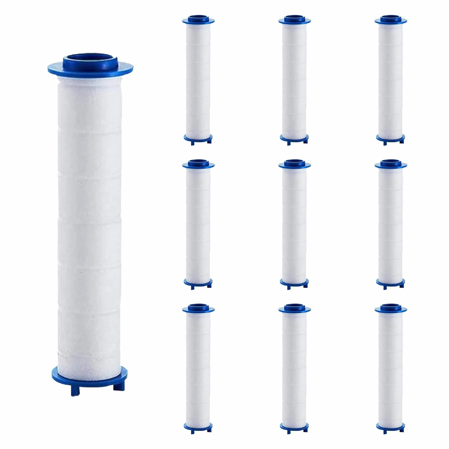 10 sztuk filtrów prysznicowych, 10,5 cm x 2,5 cm, bawełna PP do głowicy prysznicowej, usuwanie resztek chloru, wkład osadowy, filtrowany, uniwersalny, czysty rdzeń wodny