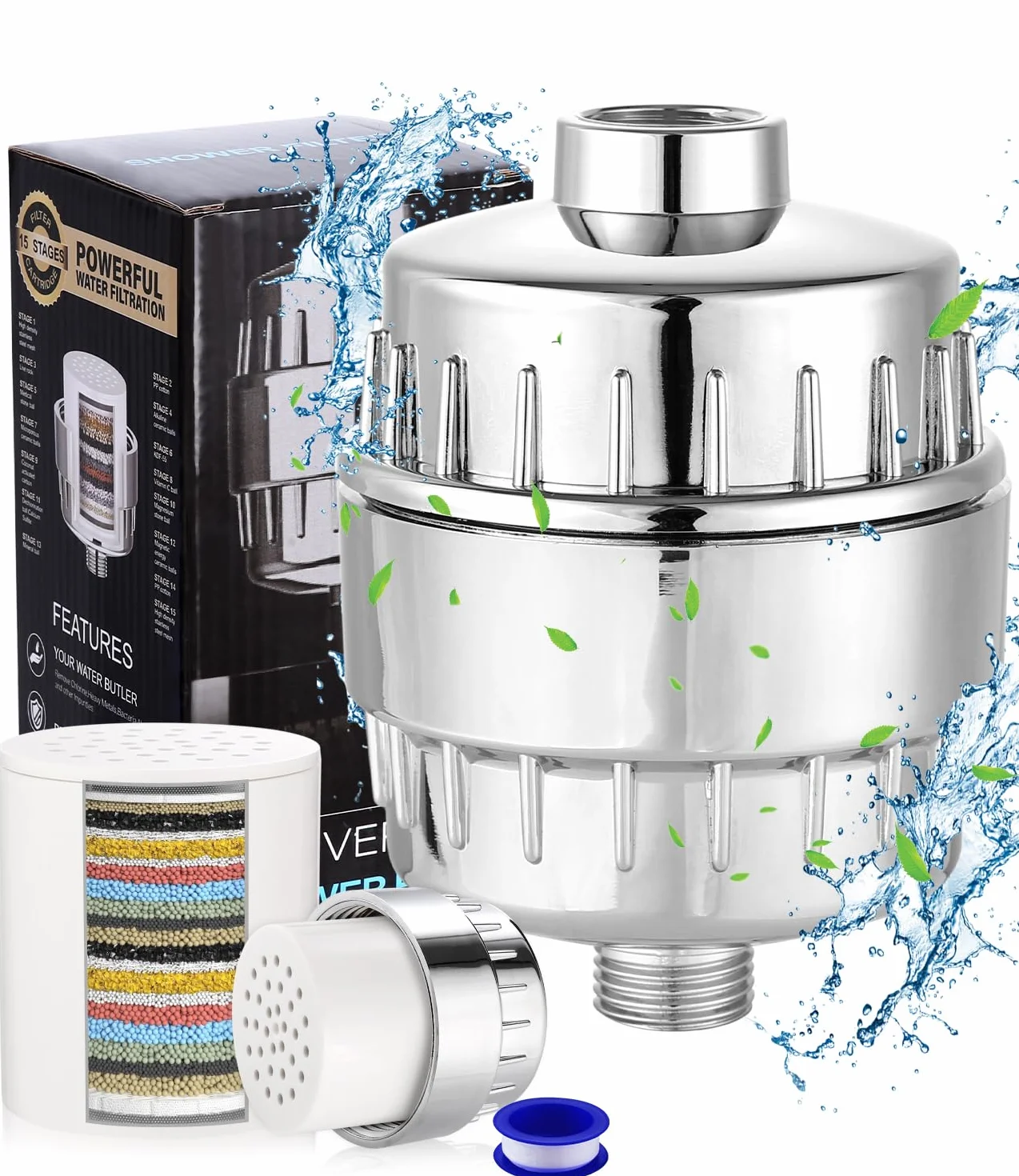 25-stopniowy filtr prysznicowy z witaminą C do twardej wody,filtr do wody prysznic do usuwania chloru i fluorku,filtrującym do usuwania chloru filtr wody,zmiękczacz wody filtr głowicy prysznicowej