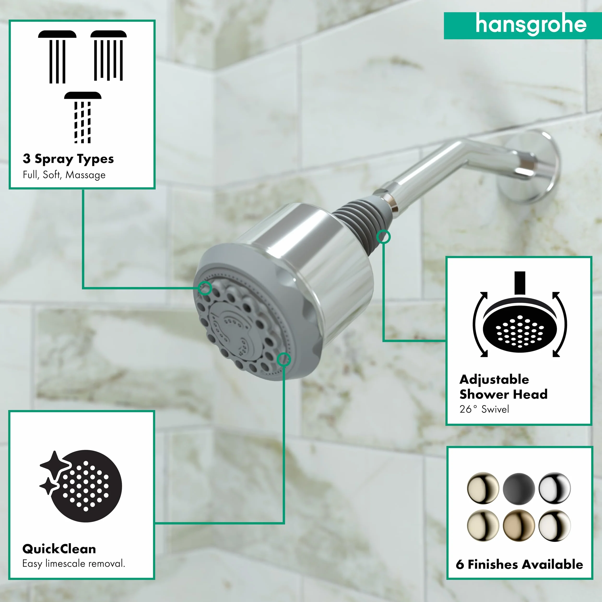 Hansgrohe HG28496001 Clubmaster głowica prysznicowa, chromowana, 10 x 9 x 9 cm