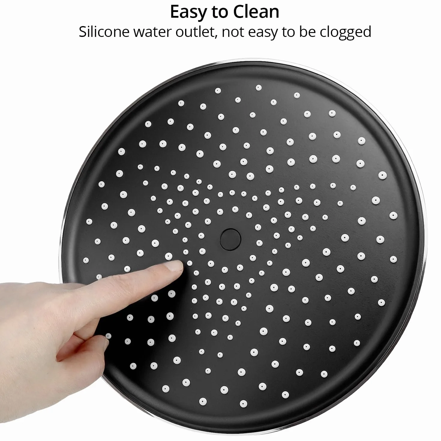 QWORK® Głowica prysznicowa z deszczownicą 25 cm, wysokociśnieniowa chromowana głowica prysznicowa 360°, okrągła głowica prysznicowa