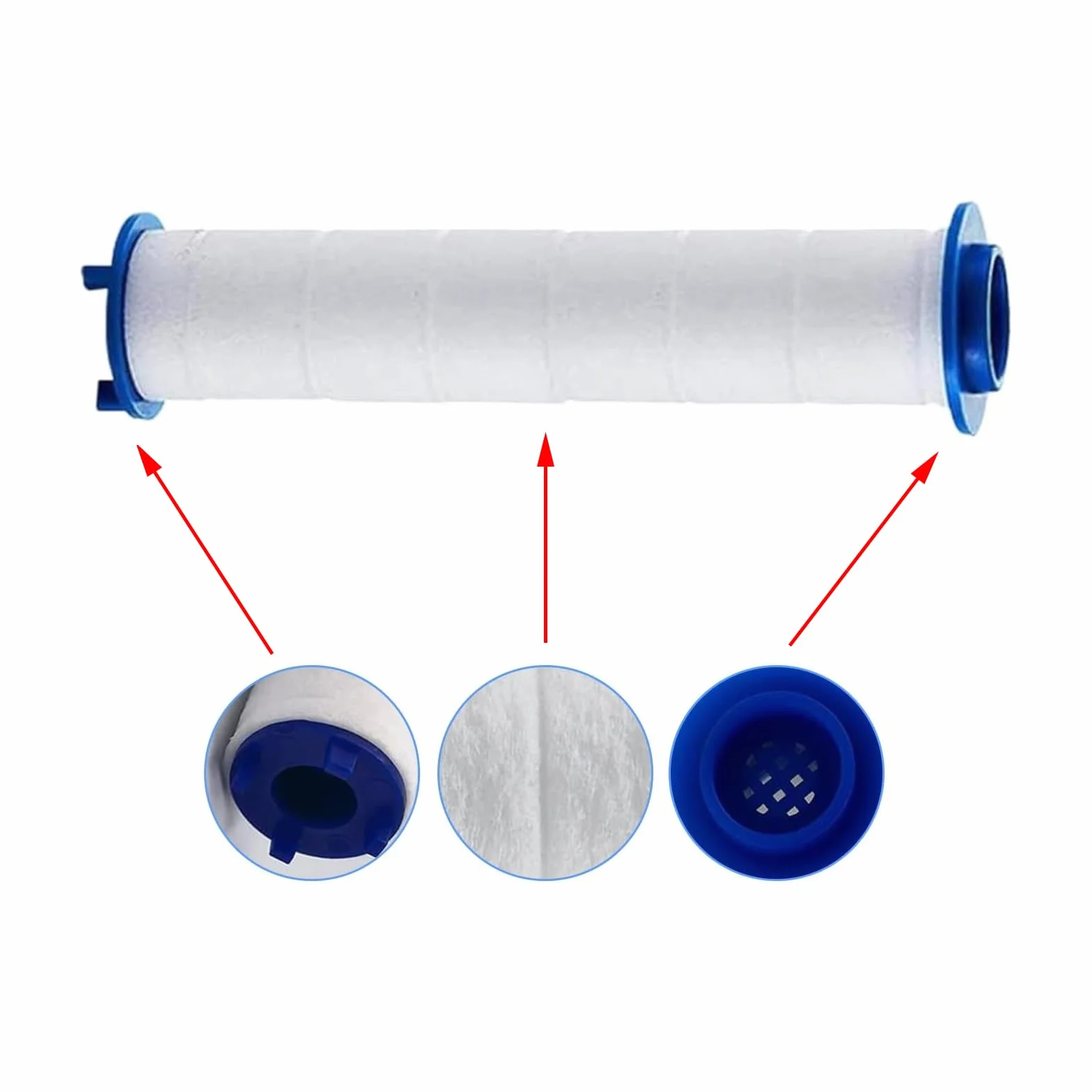 10 sztuk filtrów prysznicowych, 10,5 cm x 2,5 cm, bawełna PP do głowicy prysznicowej, usuwanie resztek chloru, wkład osadowy, filtrowany, uniwersalny, czysty rdzeń wodny