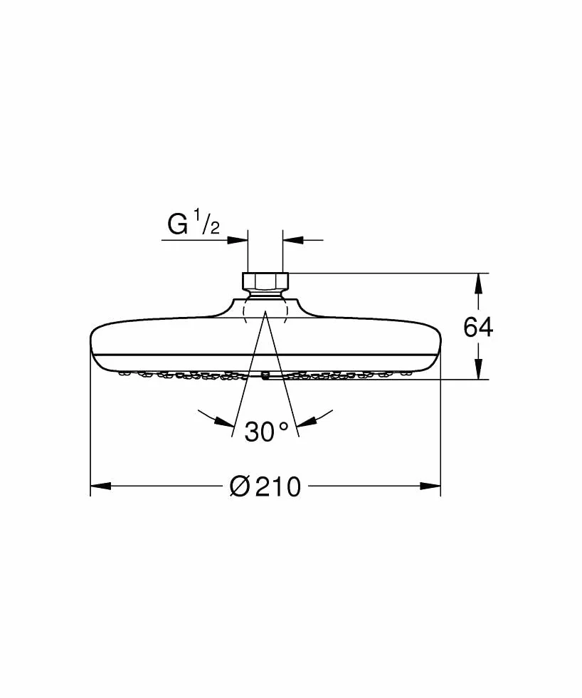 GROHE Vitalio Start 210 | słuchawka prysznicowa | idealny obraz strumieniowy | chrom | 26415000, Ø 210 mm
