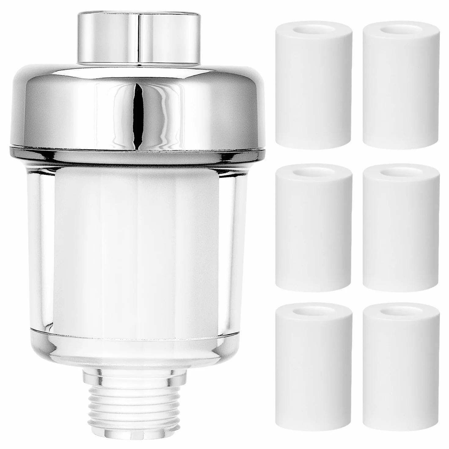 QWORK® Filtr prysznicowy, filtr wapienia z 6 wymiennymi elementami filtrującymi, do kranów, prysznica