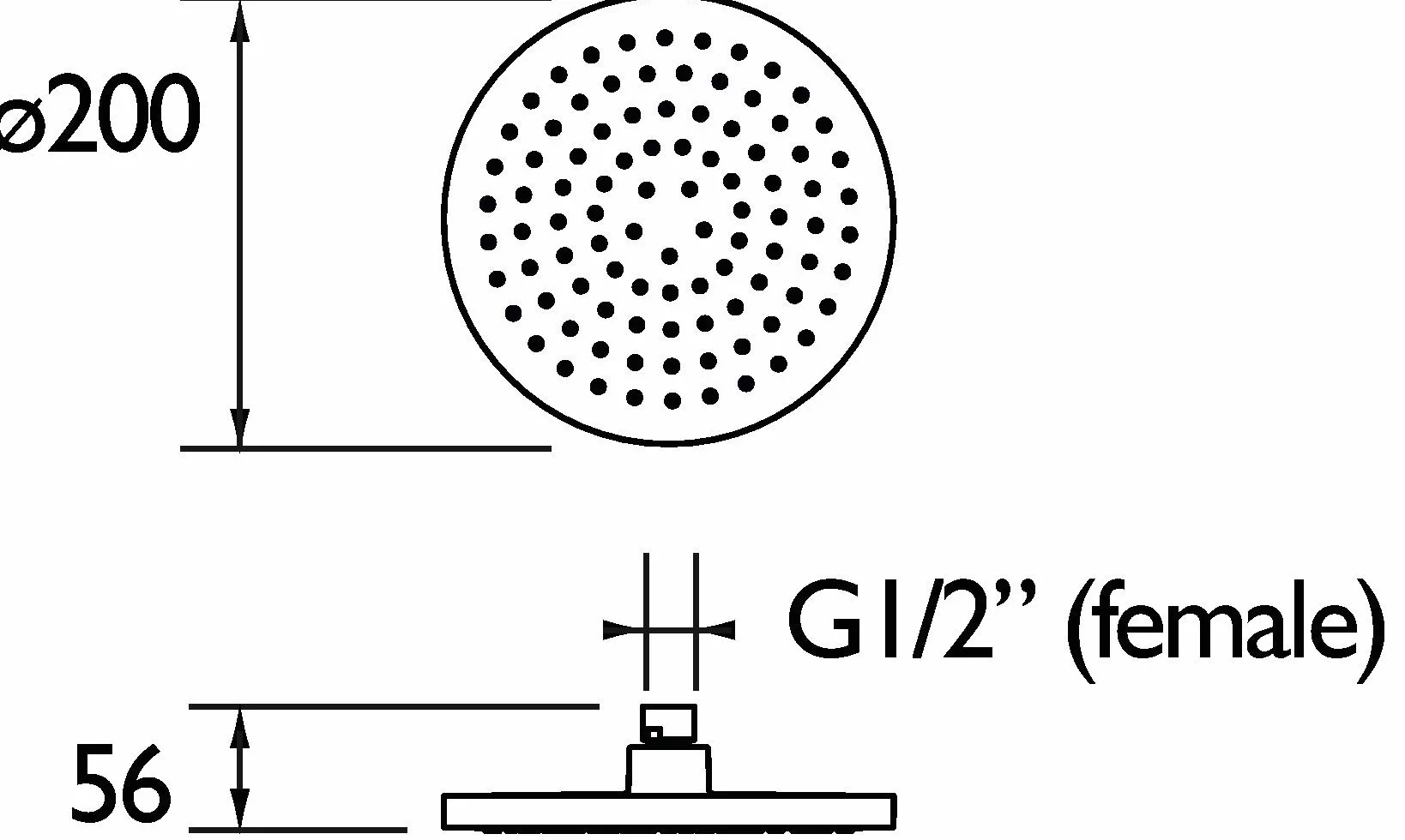 Bristan FHC ABRD01 C 200 mm ABS okrągła stała głowica - chromowana