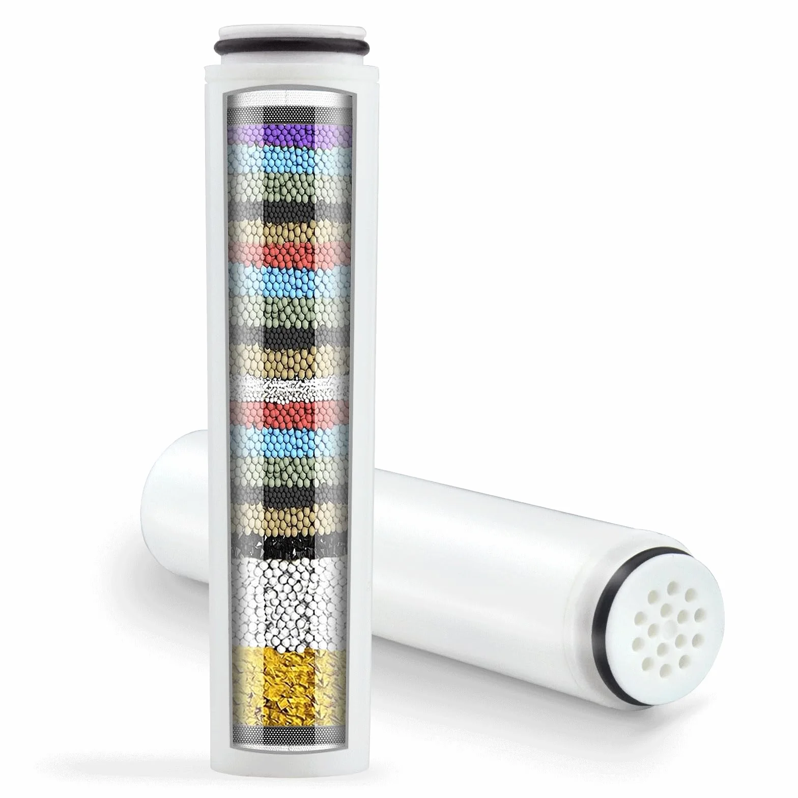 2 sztuki 20-stopniowych filtrów zamiennych, kompatybilne ze słuchawką prysznicową Cobbe, Ø 2,2 cm x długość 9,6 cm, filtr wymienny do twardej wody, chloru, metali ciężkich, zapach